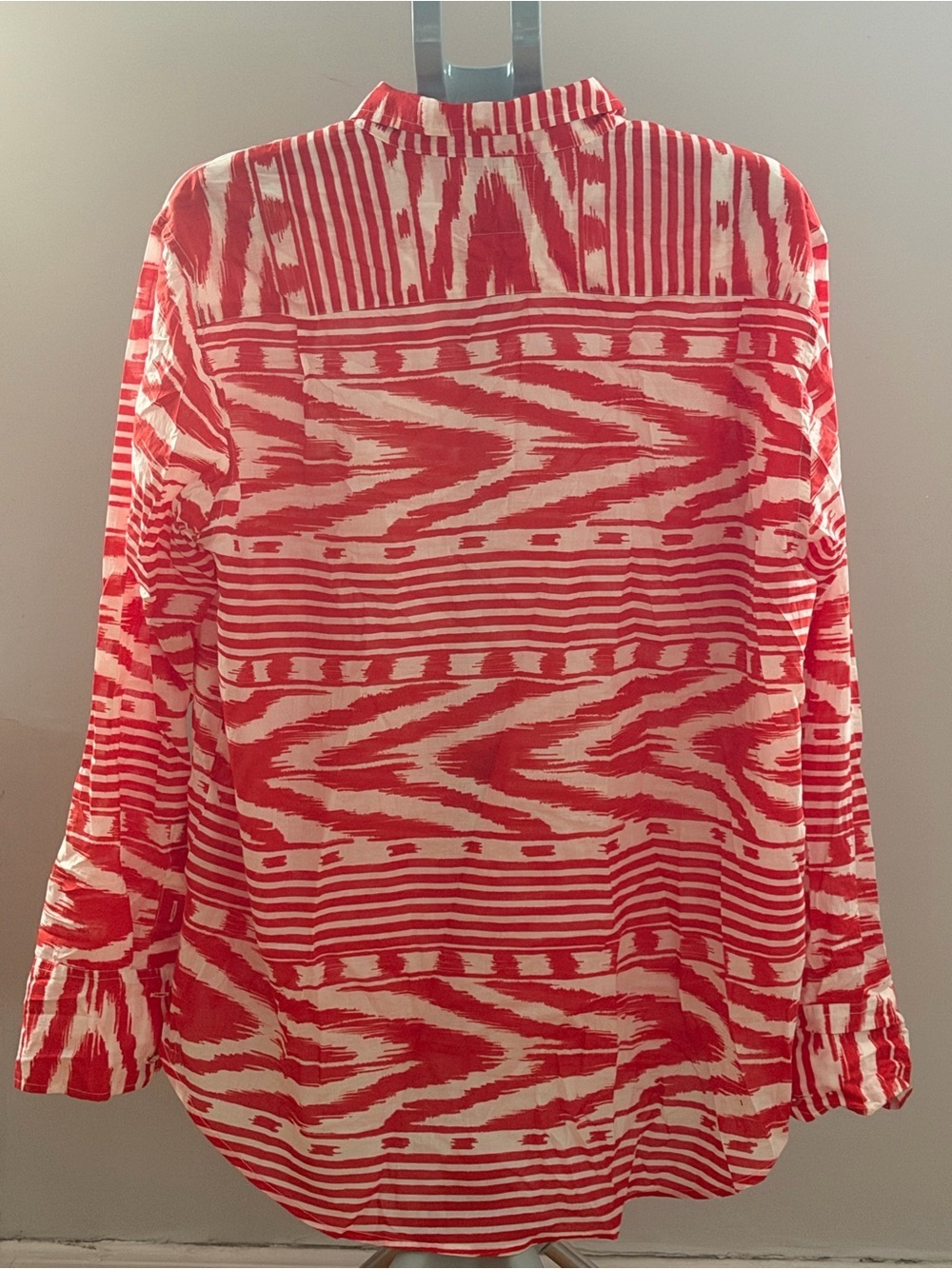 Coniglio Palm Beach Red White Print Cotton Button Down Shirt Like New - Picture 7 of 14